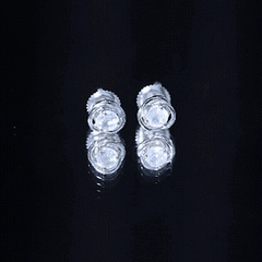 Solitaire Moonstone Swirl Stud Earrings with Certificate