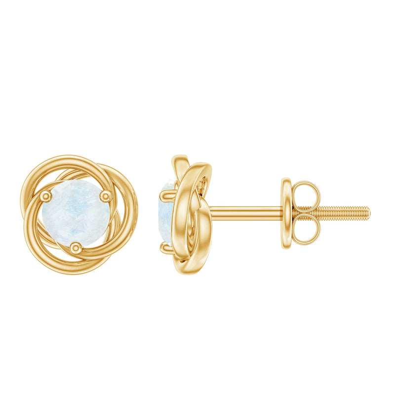 Solitaire Moonstone Swirl Stud Earrings with Certificate