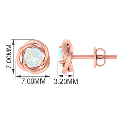 4 MM Round Ethiopian Opal Solitaire Gold Swirl Stud Earrings in Prong Setting