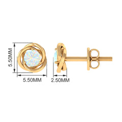 4 MM Round Ethiopian Opal Solitaire Gold Swirl Stud Earrings in Prong Setting