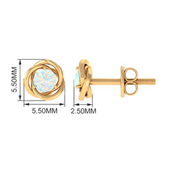 4 MM Round Ethiopian Opal Solitaire Gold Swirl Stud Earrings in Prong Setting