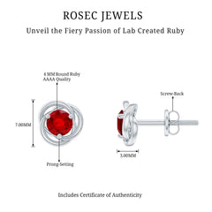 Lab Created Ruby Swirl Stud Earrings with Screw Back