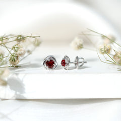 Lab Created Ruby Swirl Stud Earrings with Screw Back