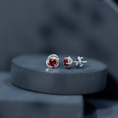 Lab Created Ruby Swirl Stud Earrings with Screw Back