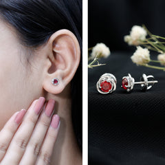 Lab Created Ruby Swirl Stud Earrings with Screw Back