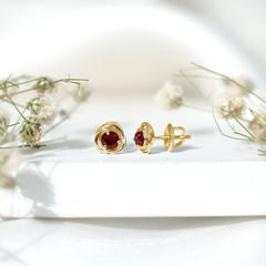 Lab Created Ruby Swirl Stud Earrings with Screw Back