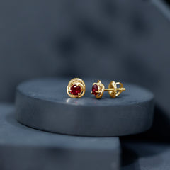 Lab Created Ruby Swirl Stud Earrings with Screw Back