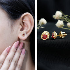 Lab Created Ruby Swirl Stud Earrings with Screw Back
