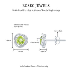 1 Carat Round Cut Peridot Swirl Stud Earrings