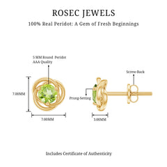 1 Carat Round Cut Peridot Swirl Stud Earrings