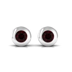 Garnet Solitaire Stud Earrings in Bezel Setting