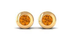 1/2 CT Natural Citrine Solitaire Stud Earrings in Bezel Setting