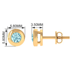 1/4 CT Round Aquamarine Solitaire Stud Earrings in Bezel Setting