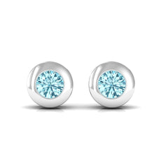 1/4 CT Round Aquamarine Solitaire Stud Earrings in Bezel Setting