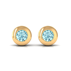 1/4 CT Round Aquamarine Solitaire Stud Earrings in Bezel Setting