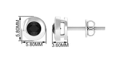 1/2 CT Bezel Set Round Black Onyx Solitaire Stud Earrings