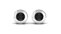 1/2 CT Bezel Set Round Black Onyx Solitaire Stud Earrings