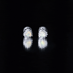 Natural Ethiopian Opal Heart Earrings with Moissanite Halo