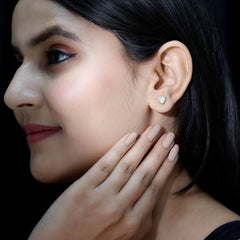 Natural Ethiopian Opal Heart Earrings with Moissanite Halo