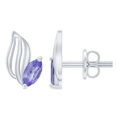 Natural Marquise Tanzanite Leaf Earrings with Screw Back