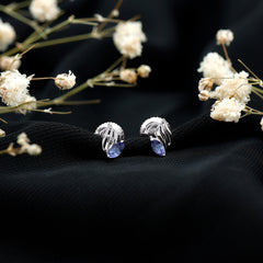 Natural Marquise Tanzanite Leaf Earrings with Screw Back