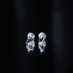 Lab Created Black and White Diamond Unique Stud Earrings