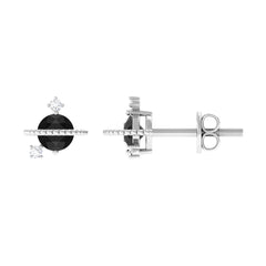 Lab Created Black and White Diamond Unique Stud Earrings