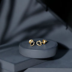 Lab Created Black and White Diamond Unique Stud Earrings