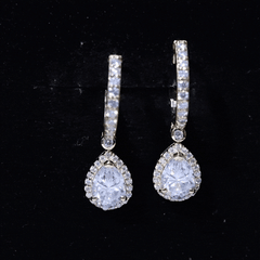 Certified Moissanite Teardrop Earrings with Hinged Hoop