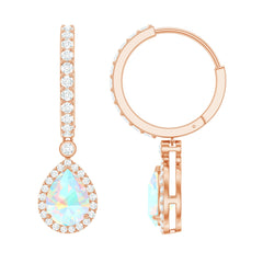 Real 1.4 Carat Ethiopian Opal Teardrop Hoop Earrings with Certificate