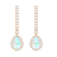 Real 1.4 Carat Ethiopian Opal Teardrop Hoop Earrings with Certificate