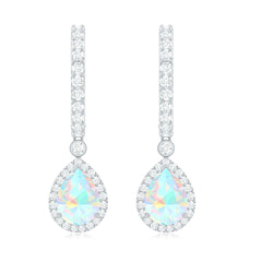 Real 1.4 Carat Ethiopian Opal Teardrop Hoop Earrings with Certificate