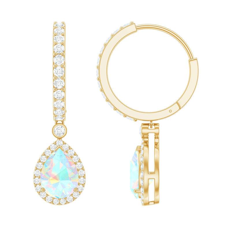 Real 1.4 Carat Ethiopian Opal Teardrop Hoop Earrings with Certificate