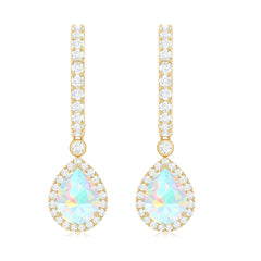 Real 1.4 Carat Ethiopian Opal Teardrop Hoop Earrings with Certificate