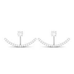 1 CT Natural Diamond Classic Gold Jacket Earrings in Prong Setting