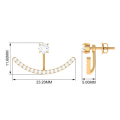 1 CT Natural Diamond Classic Gold Jacket Earrings in Prong Setting