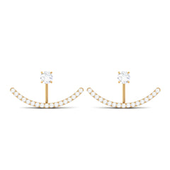 1 CT Natural Diamond Classic Gold Jacket Earrings in Prong Setting