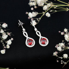 Lab Grown Ruby Diamond Drop Earrings