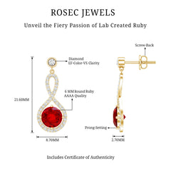 Lab Grown Ruby Diamond Drop Earrings