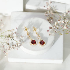 Lab Grown Ruby Diamond Drop Earrings