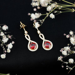 Lab Grown Ruby Diamond Drop Earrings
