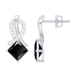 Lab Grown Black Diamond Minimal Stud Earrings With Screw Back