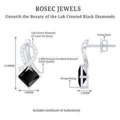 Lab Grown Black Diamond Minimal Stud Earrings With Screw Back