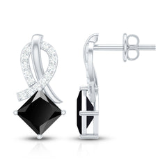 Lab Grown Black Diamond Minimal Stud Earrings With Screw Back