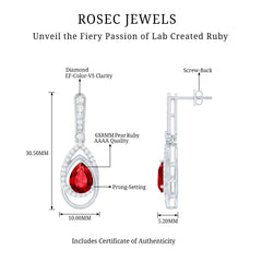 Classic Lab Grown Ruby Teardrop Earrings