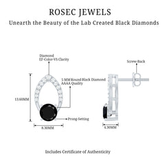 Lab Grown Black Diamond Minimalist Stud Earrings With Screw Back