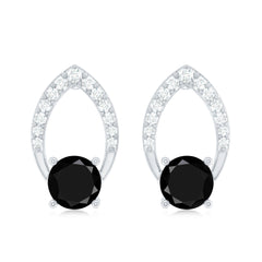 Lab Grown Black Diamond Minimalist Stud Earrings With Screw Back
