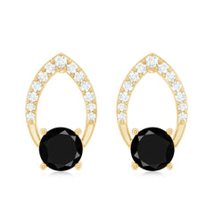 Lab Grown Black Diamond Minimalist Stud Earrings With Screw Back