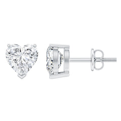 Lab Grown Diamond Heart Stud Earrings in 14K Gold Plated Silver