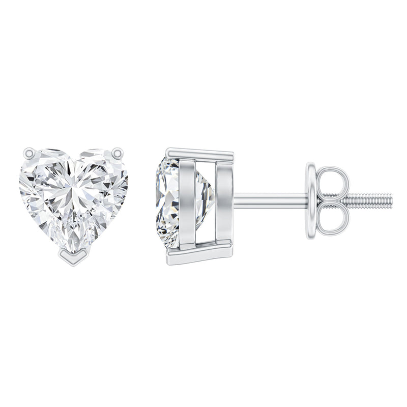 Lab Grown Diamond Heart Stud Earrings in 14K Gold Plated Silver